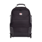 Green backpack with a gray interior on a white background