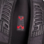 Close up of the mesh back for airflow and comfort with secure and comfortable padded straps.