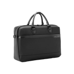 Black work bag with handles on a white background