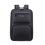 Black backpack with 'Pierre Cardin' branding on a white background