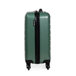 Green suitcase with a black zipper on a white background