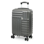 Gray suitcase with a handle on a white background