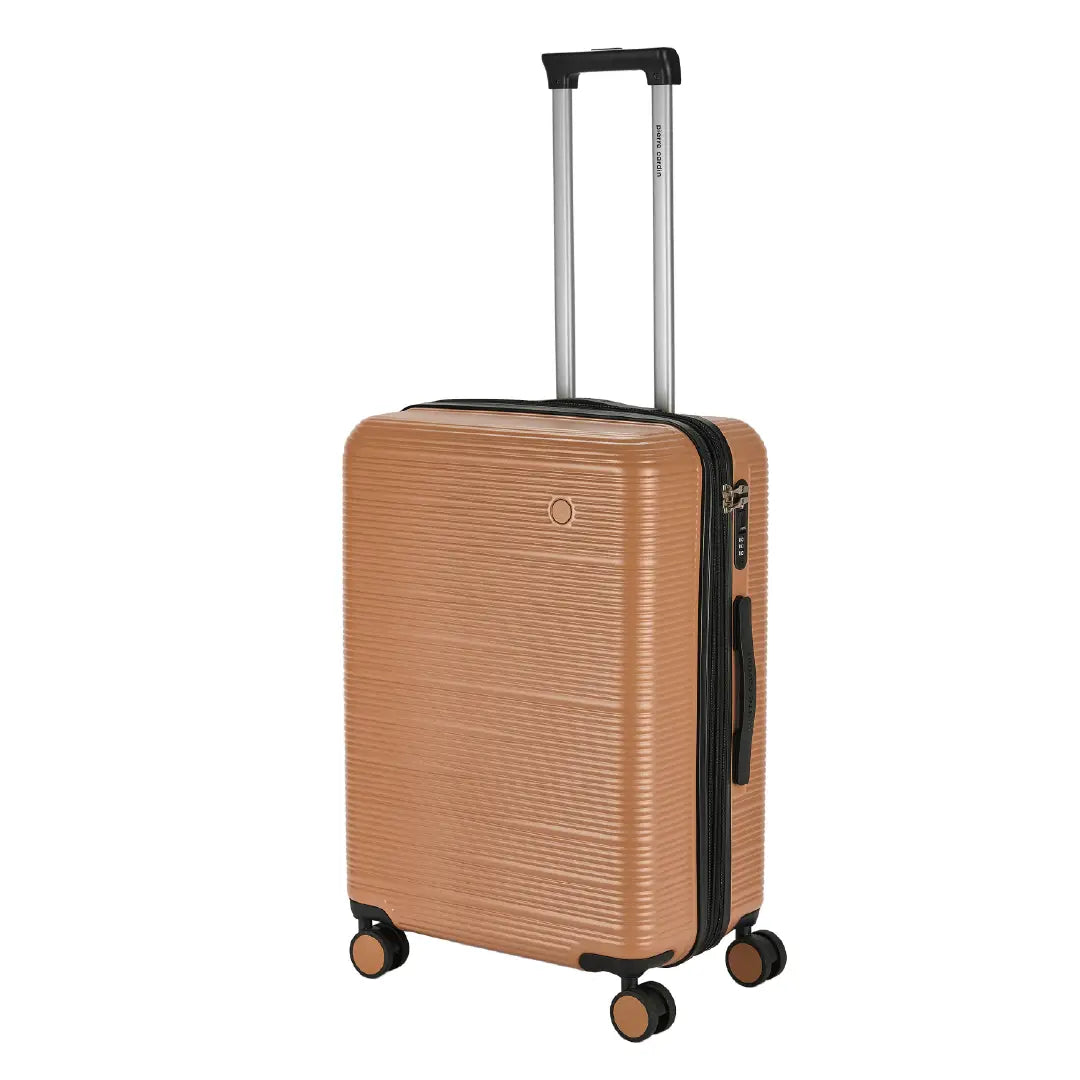 Brown suitcase with a textured surface on a white background