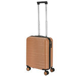 Brown suitcase with wheels and handle on a white background