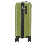 Green suitcase with a black zipper on a white background