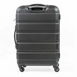 Black suitcase with stripes on a white background