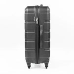 Black suitcase with a textured surface on a white background