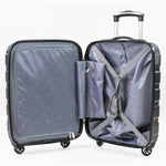 An open suitcase showing storage and compartments.