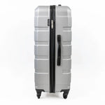 Silver suitcase with black zipper on a white background