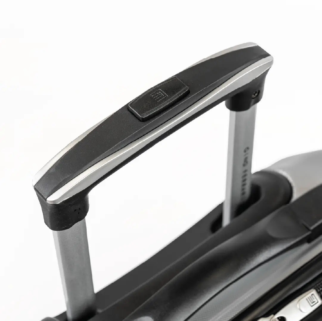 Close-up of a suitcase handle on a white background