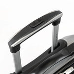 Close-up of a suitcase handle on a white background