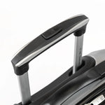 Close-up of a suitcase handle on a white background