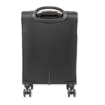Black suitcase with wheels on a white background