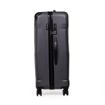 Black suitcase with a handle on a white background