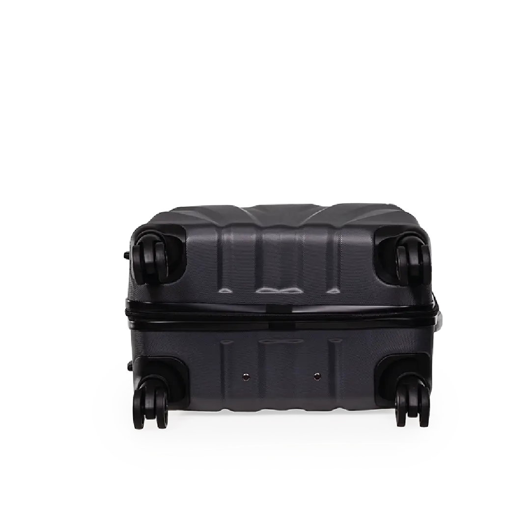 Black suitcase with wheels on a white background