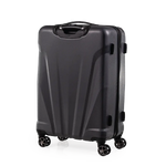 Black suitcase with wheels on a white background