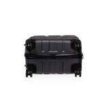Black suitcase with wheels on a white background
