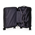 Black open suitcase on a white background