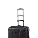 Black suitcase with a visible brand logo on a white background