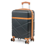 Black suitcase with orange accents on a white background